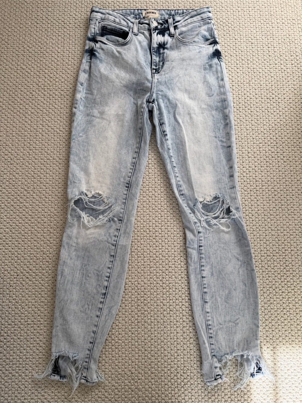 L'AGENCE High Line Skinny Jeans Calypso Distressed Destructed Acid Wash
